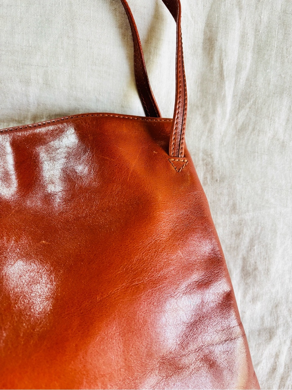 Monsac VTG Italian leather Chestnut Tote bag - Picture 3 of 9